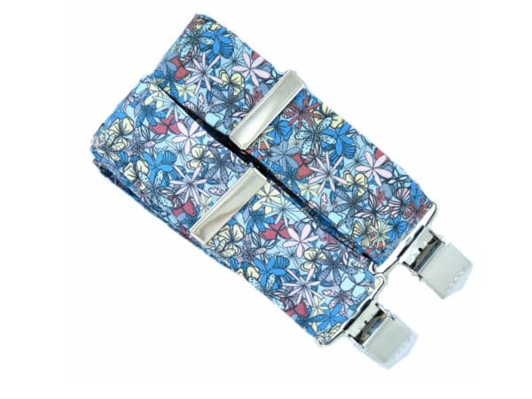 bretelles homme fleuri bleu rose