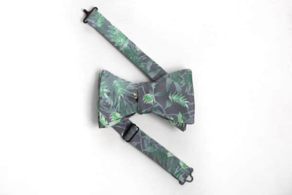 noeud papillon jungle vert gris