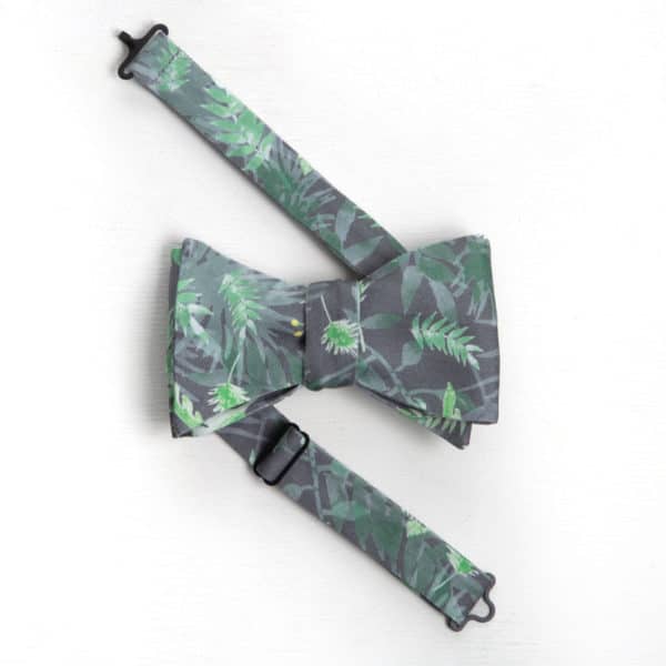 noeud papillon jungle vert gris